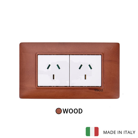 Vimar Plana Wood 2 Socket - Wood Pear Tree - 10A