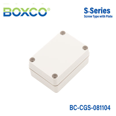 Boxco S-Series 80x110x45mm Plastic Enclosure, IP67, IK08, PC, Grey Cover, Screw Type