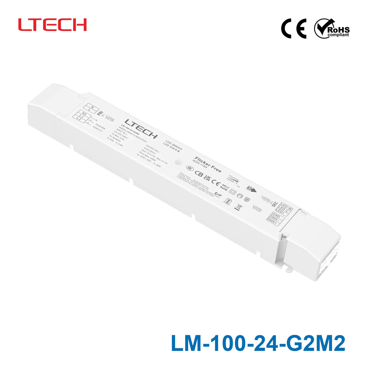 Ltech LM-100-24-G2M2 100W 24VDC CV DMX LED Driver - DMX dimmable 4.17A