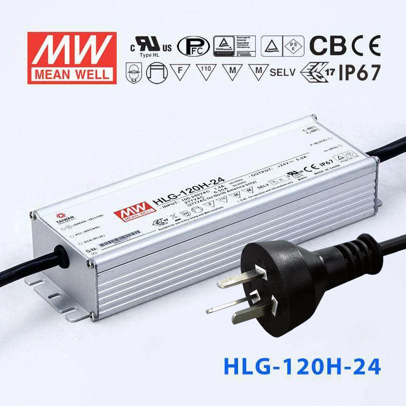Mean Well S-HLG-120H-24 Power Supply 120W 24V with AU/NZ plug
