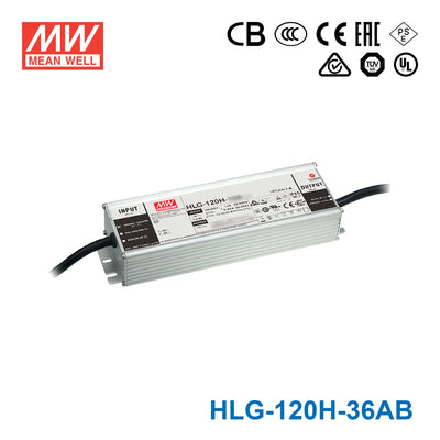 Mean Well HLG-120H-36AB Power Supply 120W 36V - Adjustable and Dimmable 3.4A