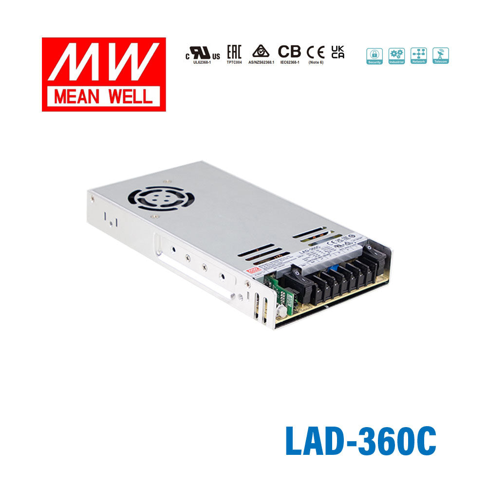 Mean Well LAD-360C Security/Fire Alarm PSU with Battery Charger/UPS, 360W, 41.5V, TTL Signal