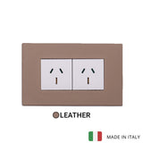 Vimar Eikon Leather 2 Socket - Leather Savannah - 15A