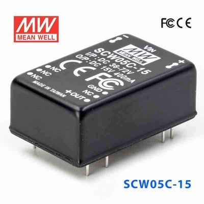 Mean Well SCW05C-15 DC-DC Converter - 5W 36~72V DC in 15V out