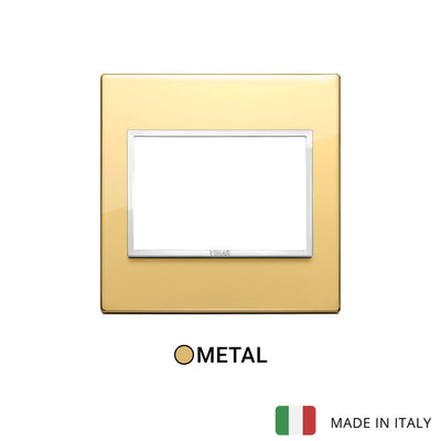 Vimar Eikon Evo Plate 3M Aluminium Polished Gold - British Standard