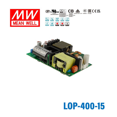 Mean Well LOP-400-15 400W 5"×3" Low Profile Open Frame Power Supply 15V 16.7A