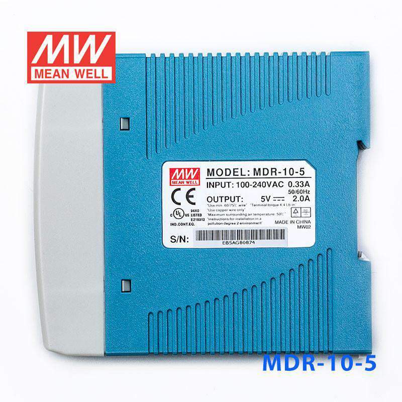 Mean Well MDR-10-5 Single Output Industrial Power Supply 10W 5V 2A - DIN Rail - PHOTO 1