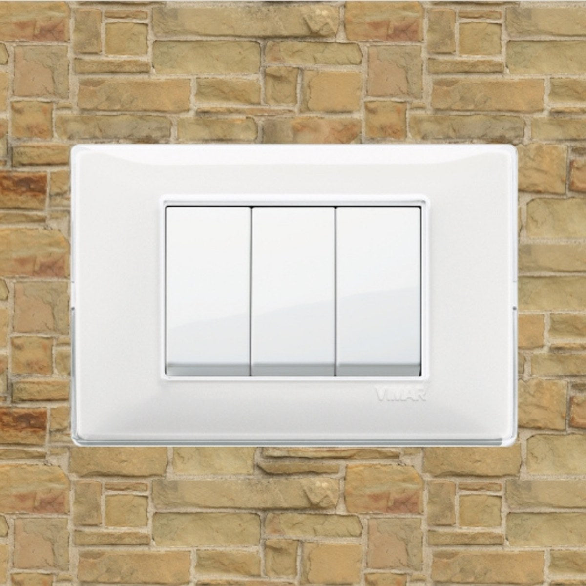 Vimar Plana Plastic 3 Gang Switch - Reflex Snow - 16A - PHOTO 6