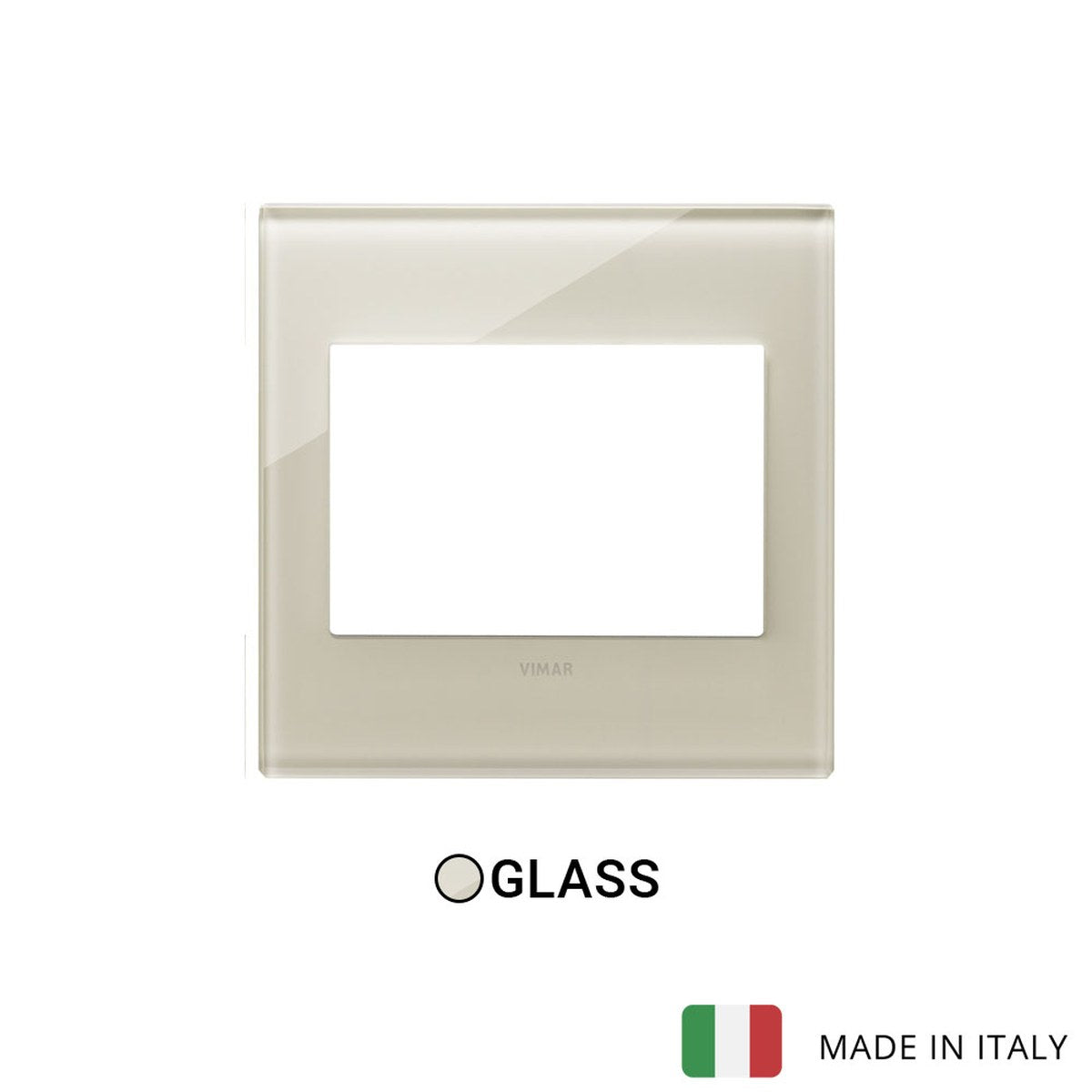 Vimar Eikon Exe Plate 3M Glass Canvas White - British Standard