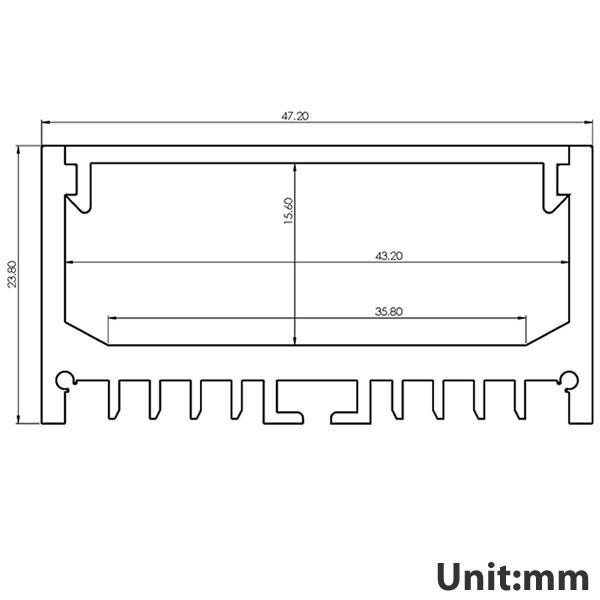 LED Extrusion EXLP48 Linear Profile - 2 Metres - PHOTO 2