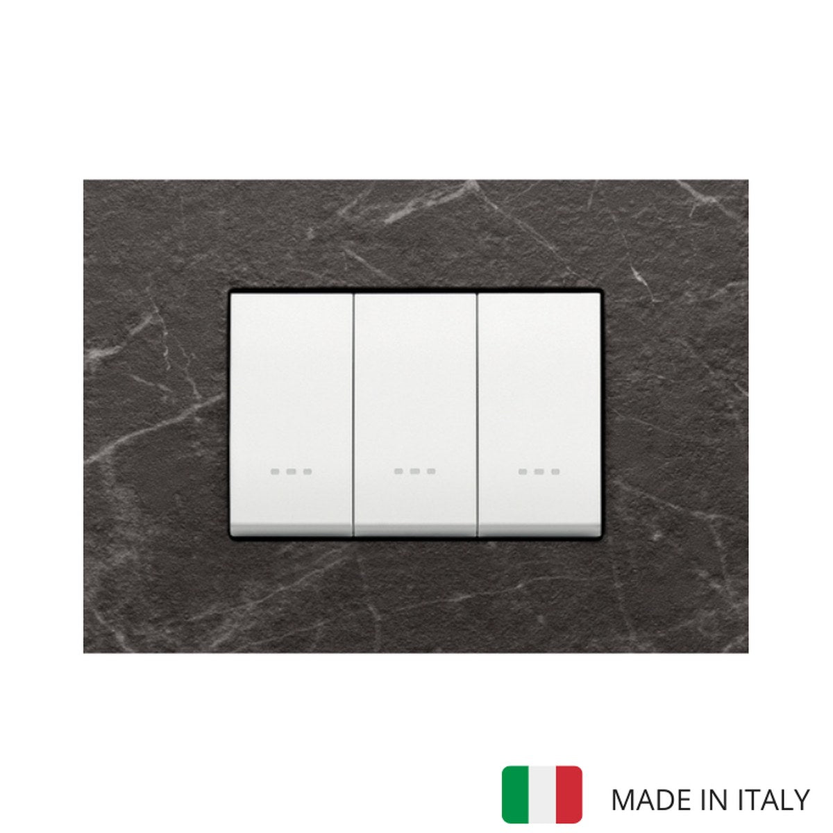 Vimar Eikon Marble 3 Gang Switch - Black Marquina - 16A