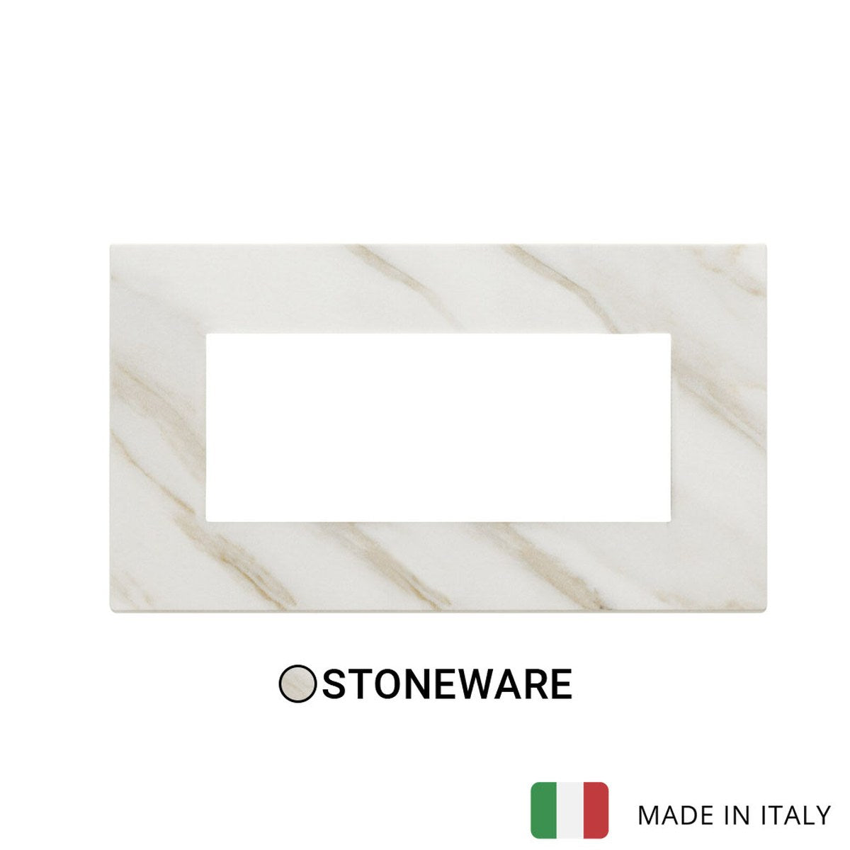 Vimar Eikon Exe Plate 5M Marbl Stoneware White Calacatta