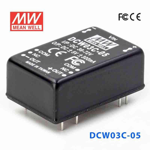 Mean Well DCW03C-05 DC-DC Converter - 3W - 36~72V in ±5V out