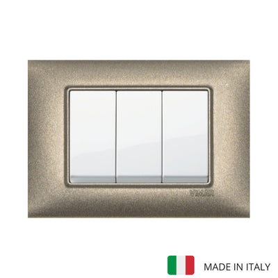 Vimar Plana Metal 3 Gang Switch - Metallic Bronze - 16A