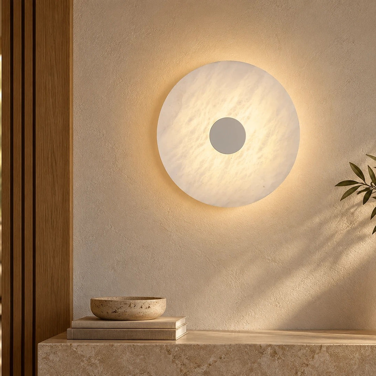 Archilight Alabaster-Stone Disk Wall Light 250 — illustrative scene