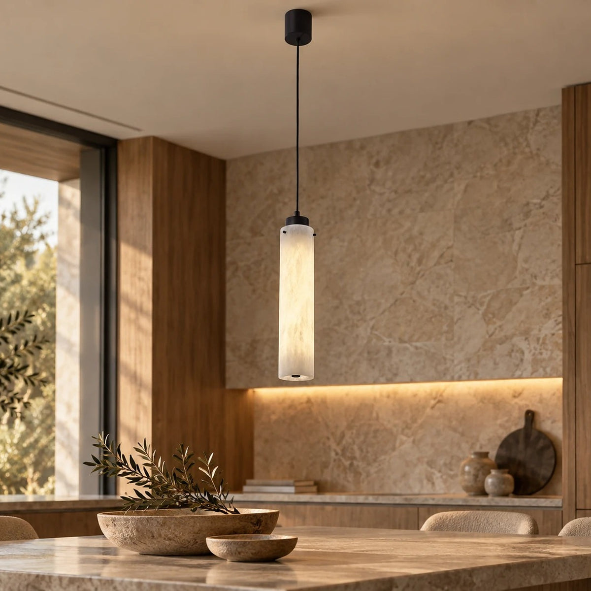 Archilight Alabaster-Stone Vertical Spindle Pendant 400 — illustrative scene