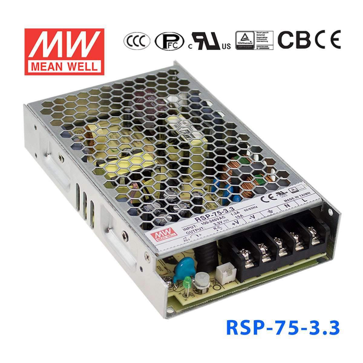 Mean Well RSP-75-3.3 Power Supply 49.5W 3.3V