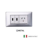 Vimar Plana Metal 2 USB and 1 Socket - Brushed Aluminum - 10A - PHOTO 2