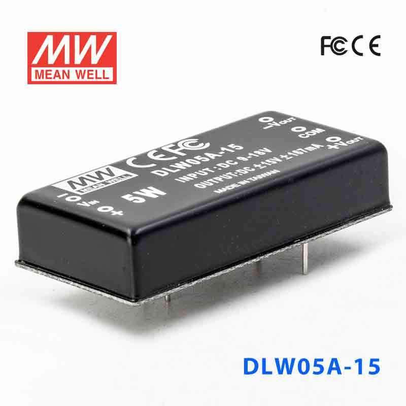 Mean Well DLW05A-15 DC-DC Converter - 5W - 9~18V in ±15V out 167mA