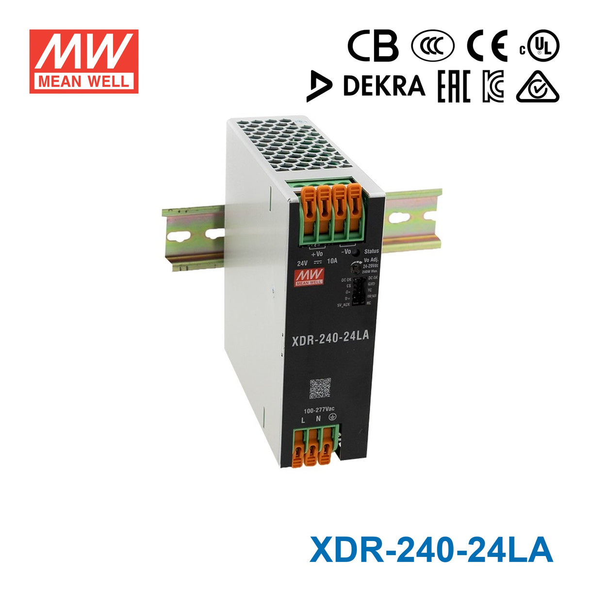 Mean Well XDR-240-24LA High-End Ultra Slim Industrial Din Rail Power Supply 240W 24V with Lever Actuated Connector 10A