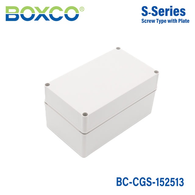 Boxco S-Series 150×250×130mm Plastic Enclosure, IP67, IK08, PC, Grey Cover, Screw Type
