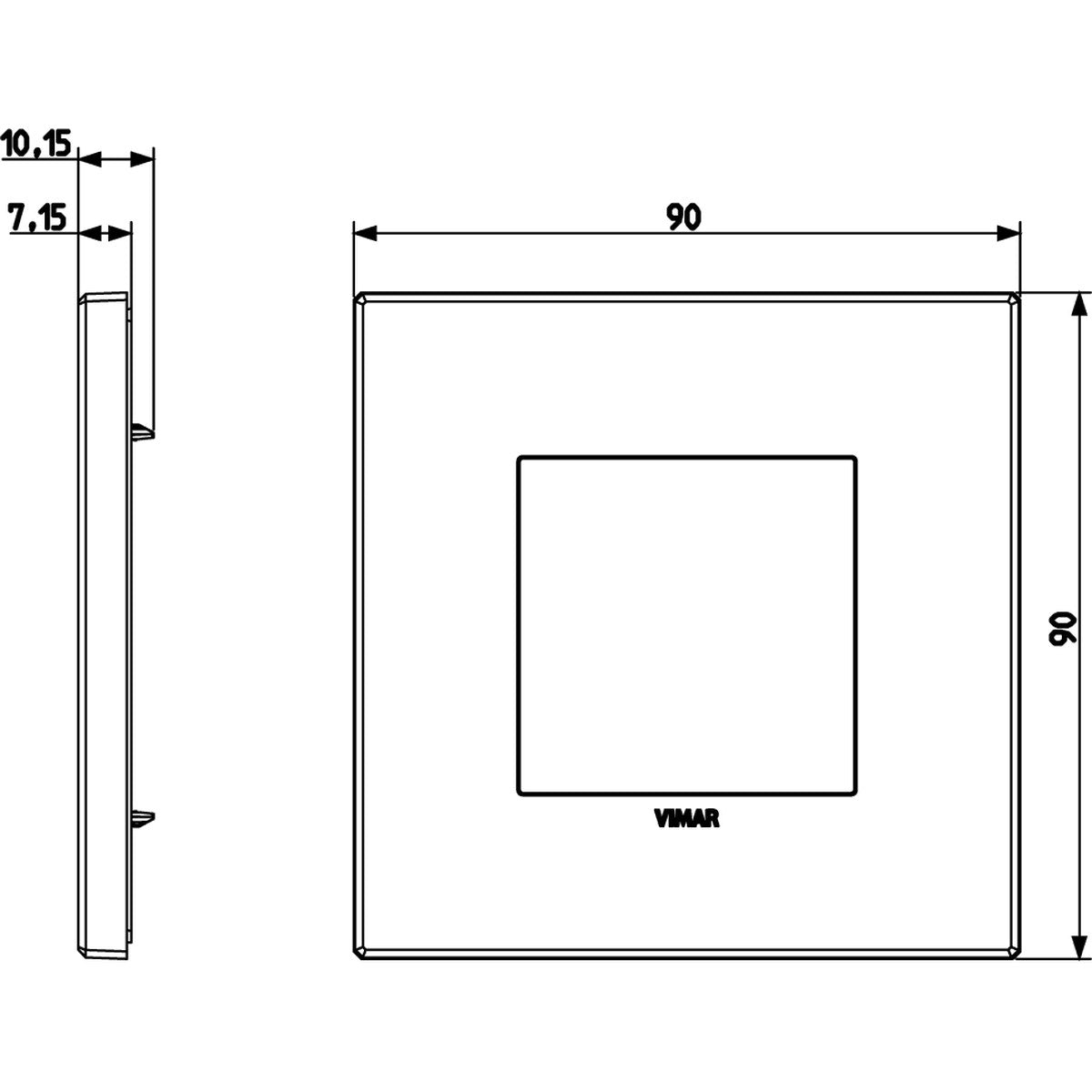 Vimar Eikon Plate 2M Metal Anthracite Grey - Square - PHOTO 3