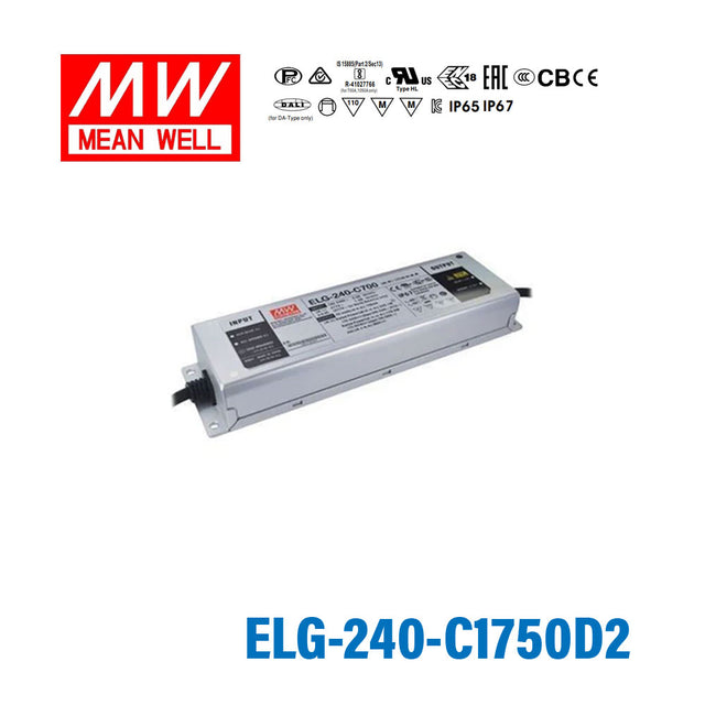 Mean Well ELG-240-C1750D2 AC-DC Single output LED Driver (CC) with PFC