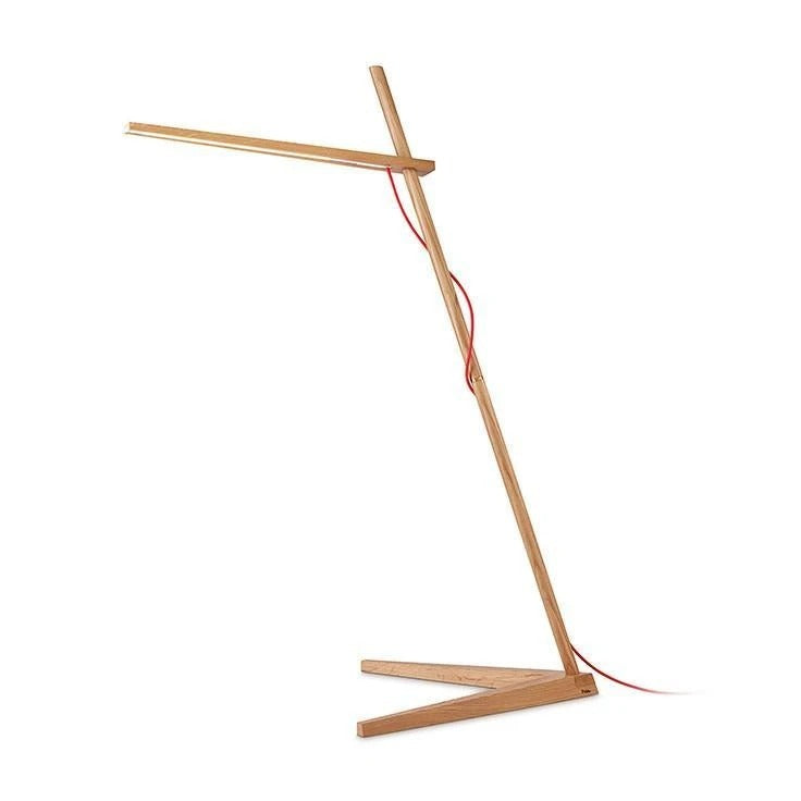 Pablo Floor Clamp Light 9W White Oak, Red Cable