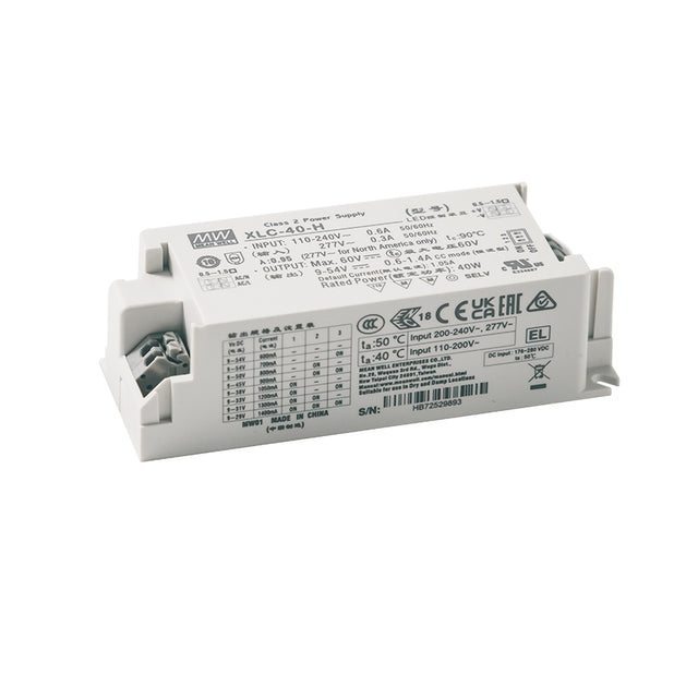 Mean Well XLC-40-H LED Driver 40W 1050mA 9~54V Constant Power, Current Setting by Dip Switch