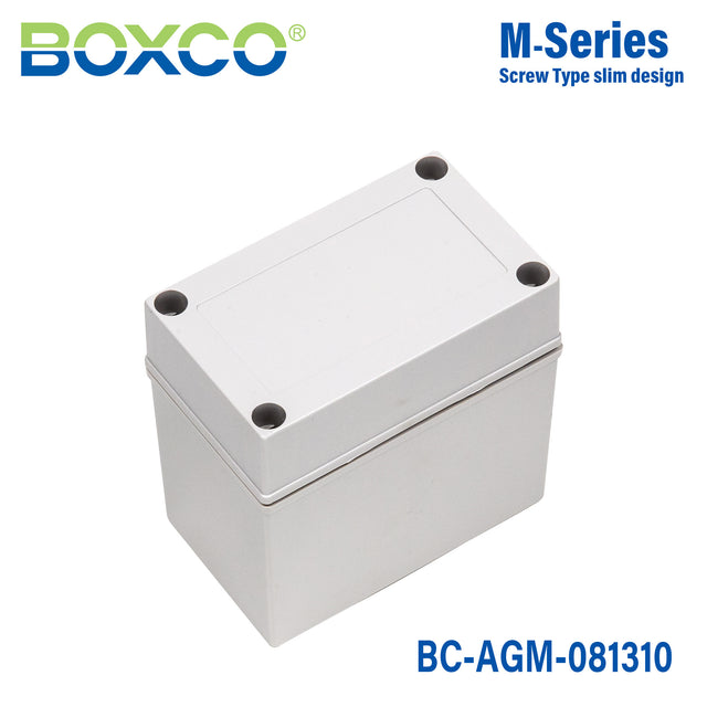 Boxco M-Series 80x130x100mm Plastic Enclosure, IP67, IK08, ABS, Grey Cover, Screw Type