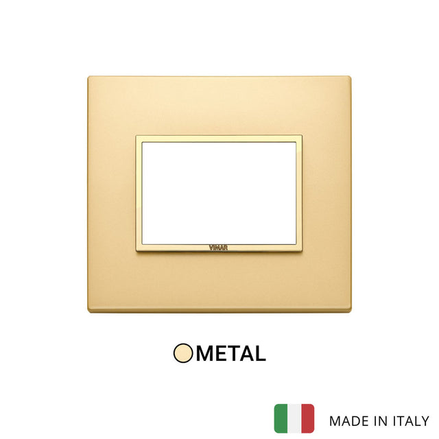 Vimar Eikon Evo Plate 3M Aluminium Satin Gold w Gold Frame