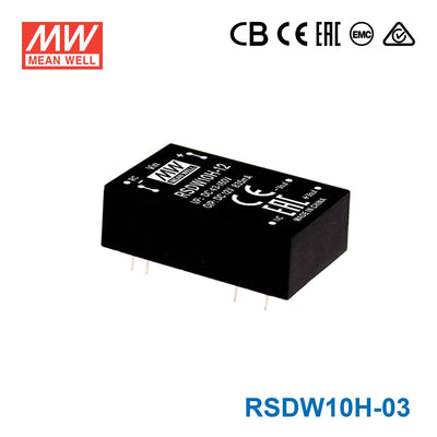 Mean Well RSDW10H-03 DC-DC Converter - 10W - 43~160V in 3.3V out 2.5A