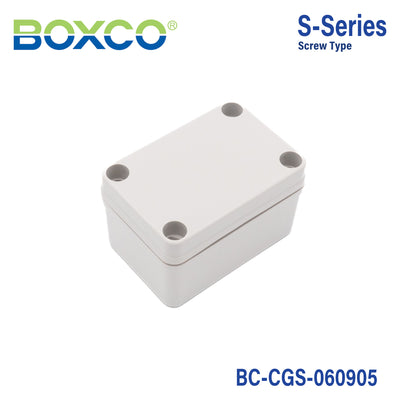 Boxco S-Series 65x95x55mm Plastic Enclosure, IP67, IK08, PC, Grey Cover, Screw Type