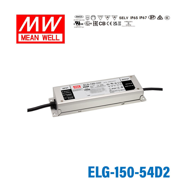 Mean Well ELG-150-54D2 AC-DC Single output LED Driver Mix Mode (CV+CC) with PFC 2.5A