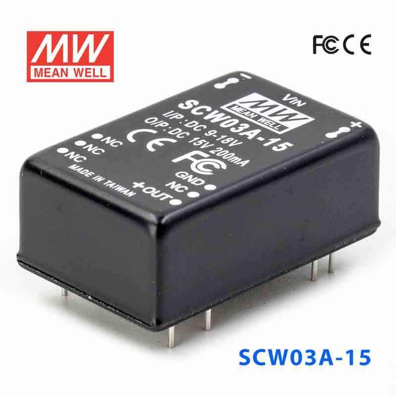 Mean Well SCW03A-15 DC-DC Converter - 3W 9~18V DC in 15V out