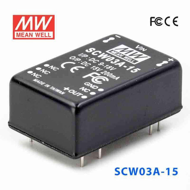 Mean Well SCW03A-15 DC-DC Converter - 3W 9~18V DC in 15V out