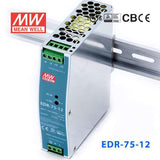 Mean Well EDR-75-12 Single Output Industrial Power Supply 75W 12V 6.3A - DIN Rail