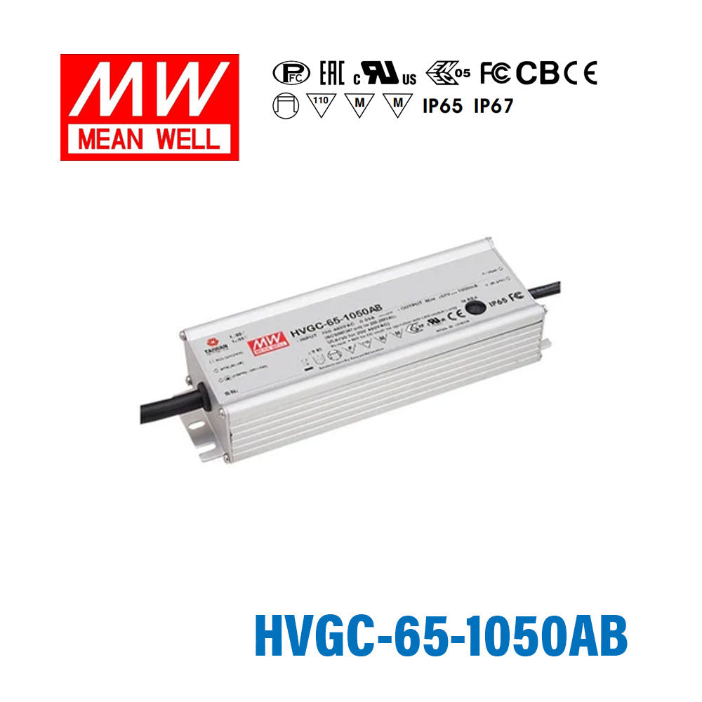 Mean Well HVGC-65-1050AB Power Supply 65W 1050mA - Adjustable and Dimmable