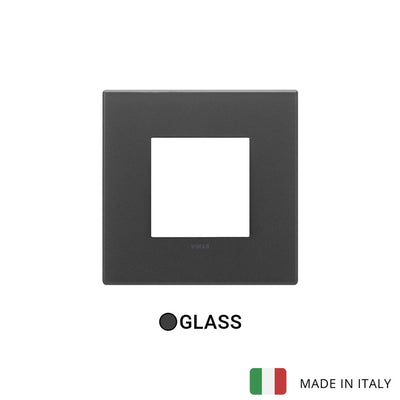 Vimar Eikon Plate 2M Glass Satin Black - Square