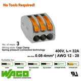 Wago 222-413 Compact Connector 3 Way - with Lever