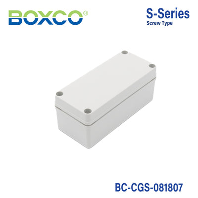 Boxco S-Series 80x180x70mm Plastic Enclosure, IP67, IK08, PC, Grey Cover, Screw Type