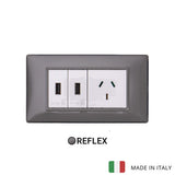 Vimar Plana Plastic 2 USB and 1 Socket - Reflex Ash - 10A