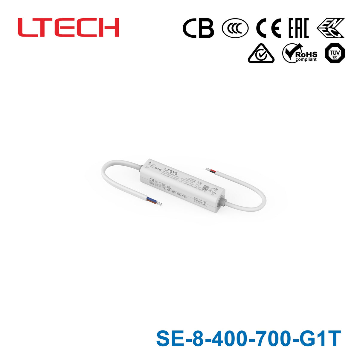 Ltech SE-8-400-700-G1T 6.3W 2-15.5VDC CC Triac LED Driver 0.4-0.7A