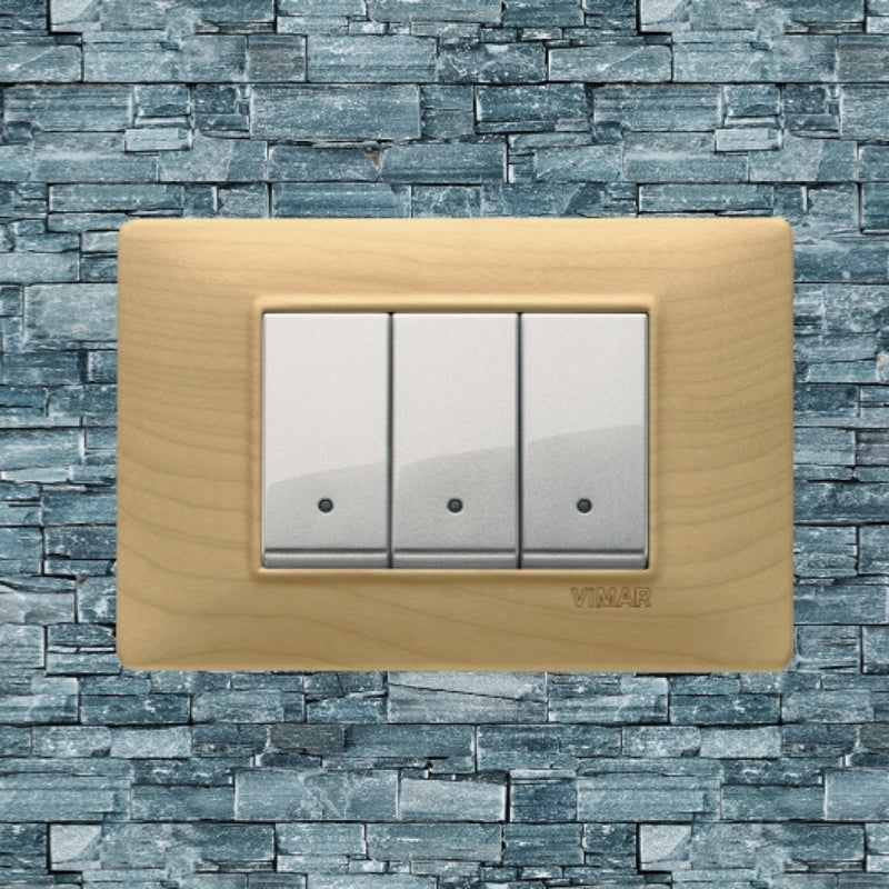 Vimar Plana Wood 3 Gang Switch - Wood Maple - 16A - PHOTO 7