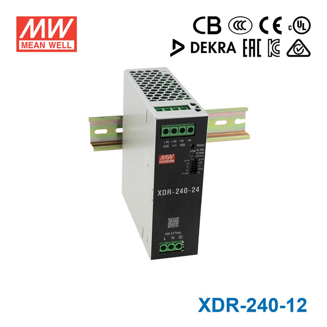 Mean Well XDR-240-12 High-End Ultra Slim Industrial Din Rail Power Supply 240W 12V 20A