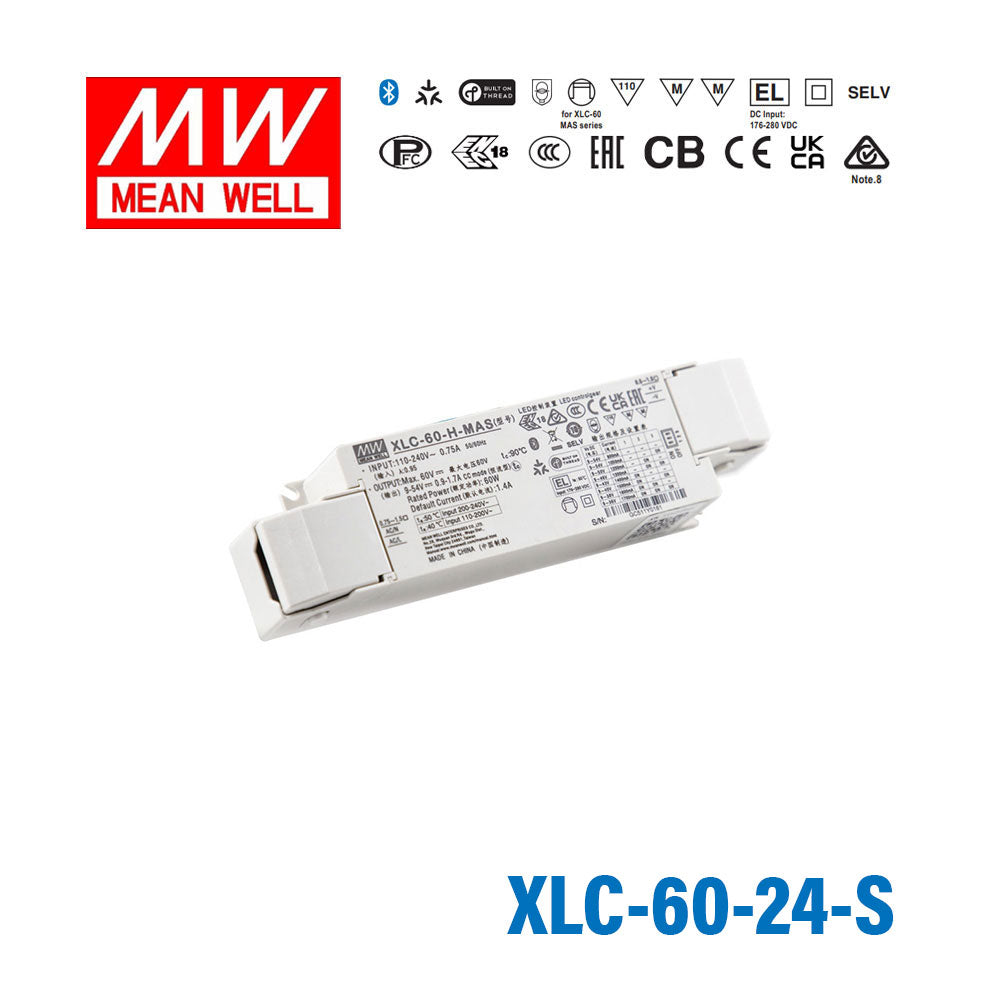 Mean Well XLC-60-24-S LED Driver 60W 24V with Strain-relief 2.5A
