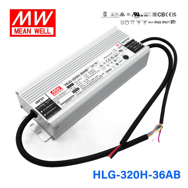 Mean Well HLG-320H-36AB Power Supply 320W 36V - Adjustable and Dimmable 8.9A