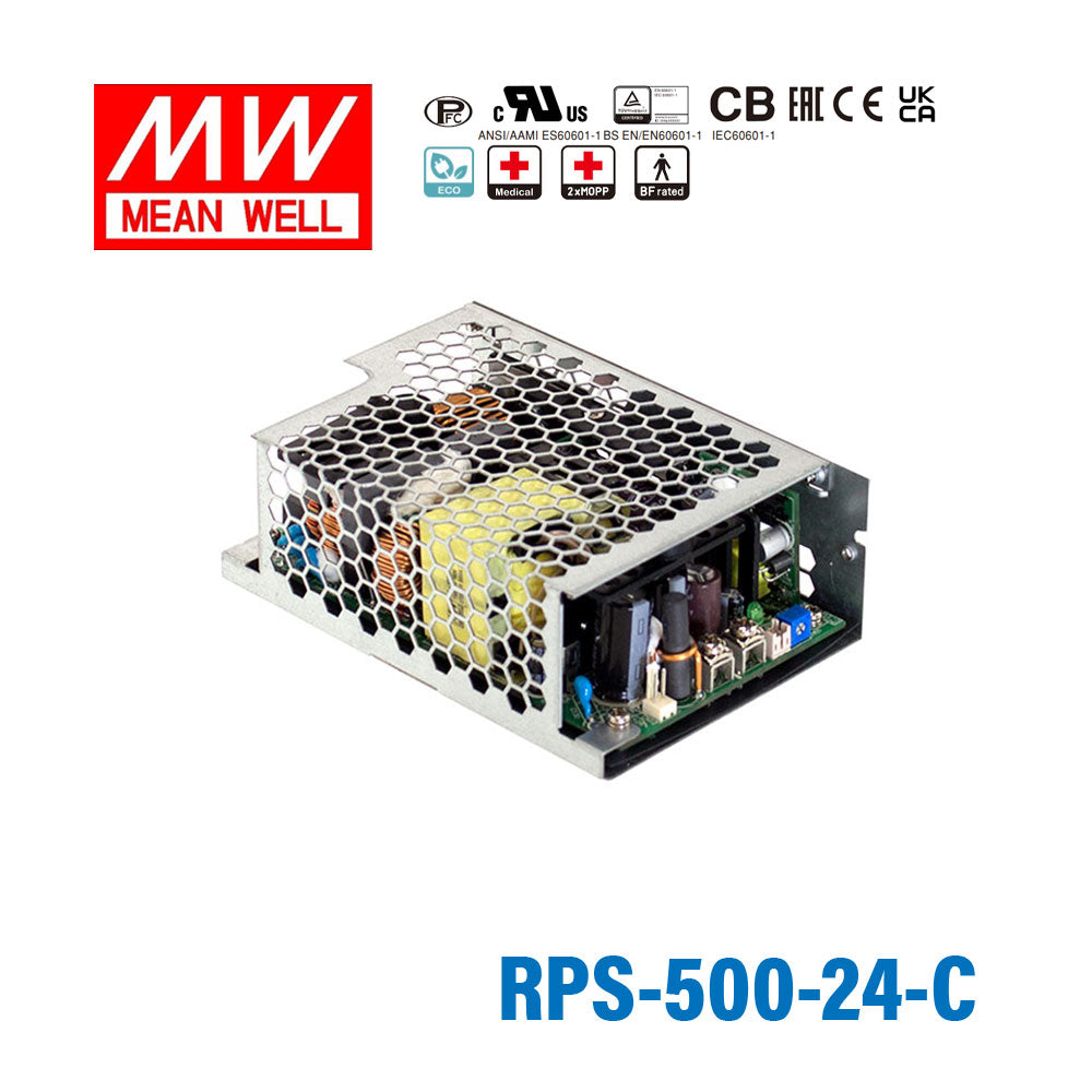 Mean Well RPS-500-24-C Green Power Supply W 24V 12.9A - Medical Power Supply
