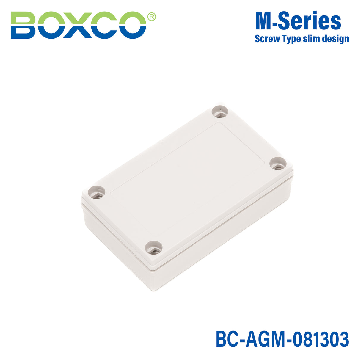 Boxco M-Series 80x130x35mm Plastic Enclosure, IP67, IK08, ABS, Grey Cover, Screw Type