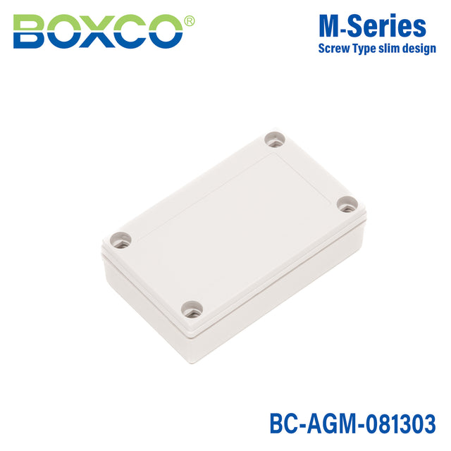 Boxco M-Series 80x130x35mm Plastic Enclosure, IP67, IK08, ABS, Grey Cover, Screw Type